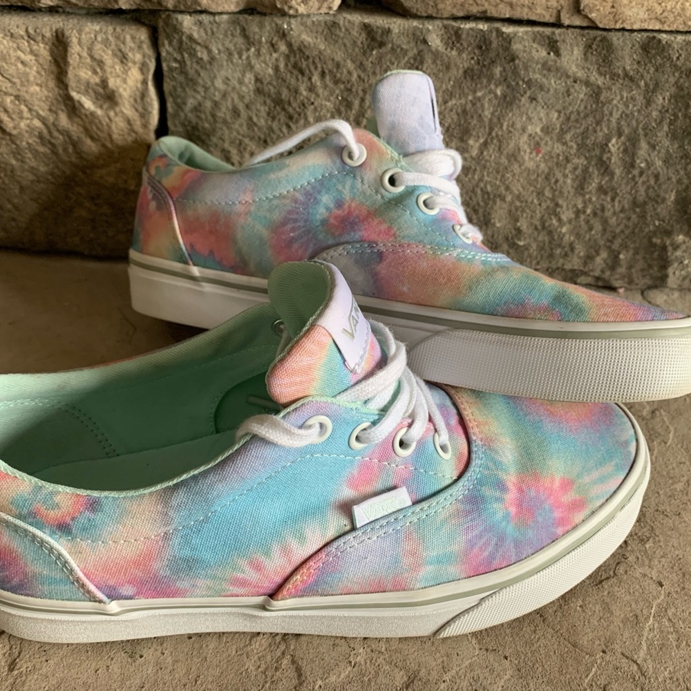 Vans Tie Dye Sneakers Pink Purple Blue Pastel Skater Festival Hippie Lace Up 7.5